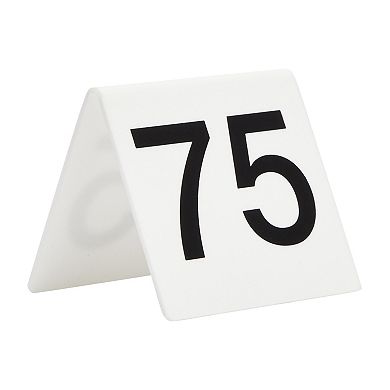 Set of 25 Acrylic Table Numbers for Wedding, Plastic 51-75 Tent Cards, 3 x 2.75
