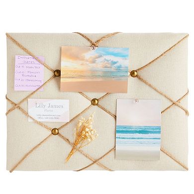 Photo Bulletin Board, Linen Memory Board for Pictures (16 x 12 In)