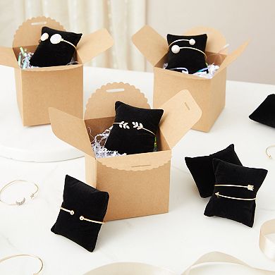 Juvale Bracelet Pillow Display 12-Pack Velvet Jewelry Display Pillow 3 x 3 inches - Black