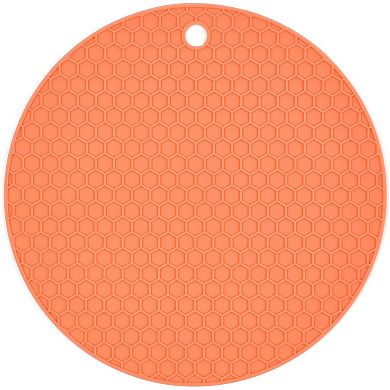 Round Silicone Trivets for Kitchen in Blue, Teal, Salmon (7 Inches, 6 Pack)