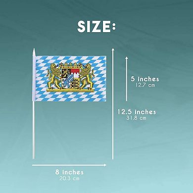 72 Piece Bavarian Stick Flag, Handheld Oktoberfest Flags, German Decor (8x5 In)