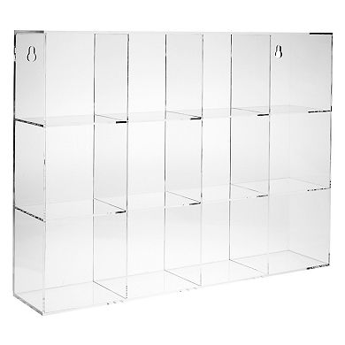 Hanging Clear Acrylic Display Case with Shelves, 12 Compartments, 16 x 12 x 3"