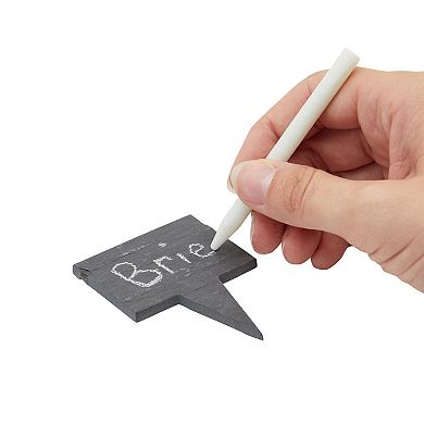 20 Slate Stone Cheese Labels For Charcuterie Board With 6 Chalks, 2 Storage Bags (28 Piece Set)