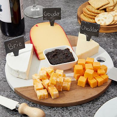20 Slate Stone Cheese Labels For Charcuterie Board With 6 Chalks, 2 Storage Bags (28 Piece Set)