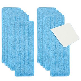 10-pack Microfiber Mop Pads - Washable Replacement Heads (16.5 in Blue)