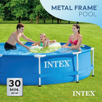 Intex 10 Foot x 30 Inch Above Ground Round Swimming Pool, (Pump Not Included)