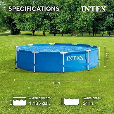 Intex 10 Foot x 30 Inch Above Ground Round Swimming Pool, (Pump Not Included)