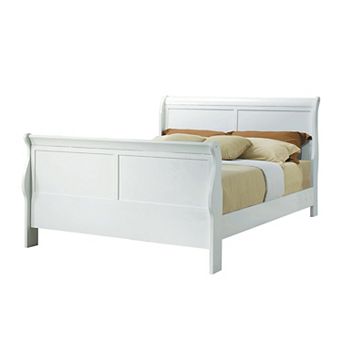 Classy Transitional Style Queen Size Sleigh Bed, White