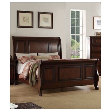 Marvelous Wooden Queen Bed, Antique Cherry Finish