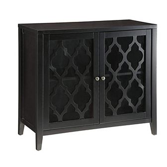 Storage Cabinet with 2 Doors and Quatrefoil Design, Black