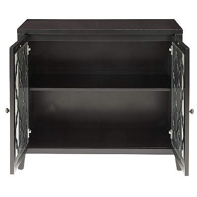 Storage Cabinet with 2 Doors and Quatrefoil Design, Black