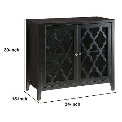 Storage Cabinet with 2 Doors and Quatrefoil Design, Black
