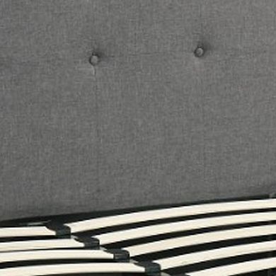Upholstered Wooden Full Bed With Button Tufted Headboard & Lower Storage Drawer Gray