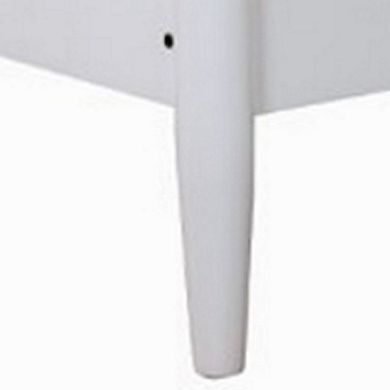 Wooden Eastern King Size Bed with Panel Headboard, White