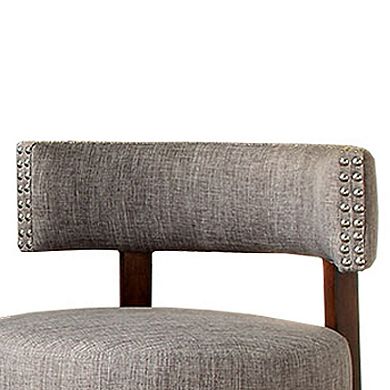 Swivel Barstool with Curved Open Low Back, Set of 2, Gray and Brown