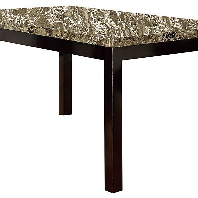 Slick Finish Faux Marble & Pine Wood Dining Table, Brown
