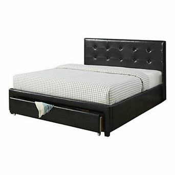 Vivid Full Bed WithDrawer,Black Pu