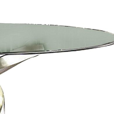 Contemporary Round Dining Table with Swirl Metal Base, Black and Silver