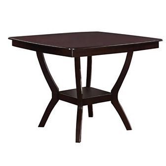 Square Shaped Wooden Counter Height Table With Bottom Shelf Brown