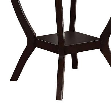 Square Shaped Wooden Counter Height Table With Bottom Shelf Brown