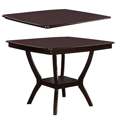 Square Shaped Wooden Counter Height Table With Bottom Shelf Brown