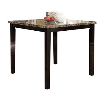 Spacious Wooden Counter High Table Faux Marble Top Brown