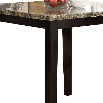 Spacious Wooden Counter High Table Faux Marble Top Brown