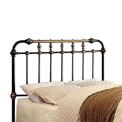 Classic Metal Twin Bed with gold accents, Black