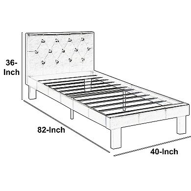 Faux Leather Upholstered Twin size Bed With tufted Headboard Black