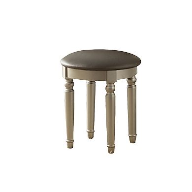 Commodious Vanity Set Featuring Stool And Mirror Silver