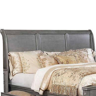 Wooden Queen Size Bed with Spacious Storage Drawers, Gray