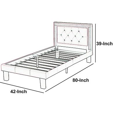 Polyurethane Twin Size Bed In High Headboard In Pink