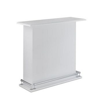 Rectangular Wooden Bar Table with Storage, White and Chrome