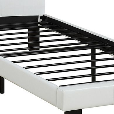 Faux Leather Upholstered Twin size Bed With tufted Headboard White