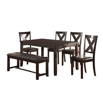 Rubber Wood 6 pc Dining Set In Espresso Brown