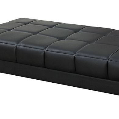 Modish Bonded Leather Ottoman In Black