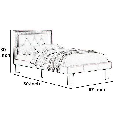 Silky And Sheeny Wooden Full Bed With Pink PU Tufted Head Board, Pink Finish