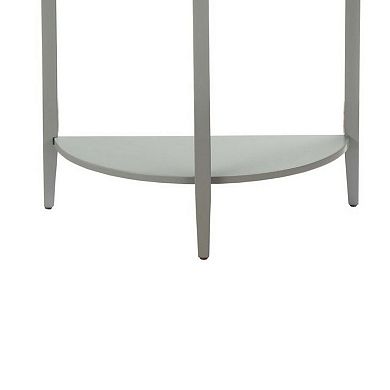 Wooden Half Moon Shaped Console Table with One Open Bottom Shelf, Gray