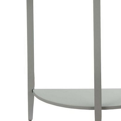 Wooden Half Moon Shaped Console Table with One Open Bottom Shelf, Gray