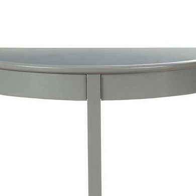 Wooden Half Moon Shaped Console Table with One Open Bottom Shelf, Gray