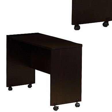Stylish Dark Brown Finish Desk Return With Spacious Display Top.