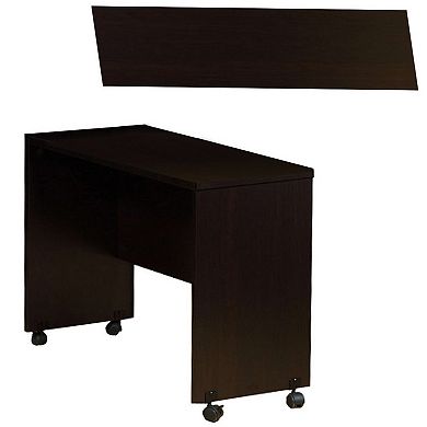 Stylish Dark Brown Finish Desk Return With Spacious Display Top.