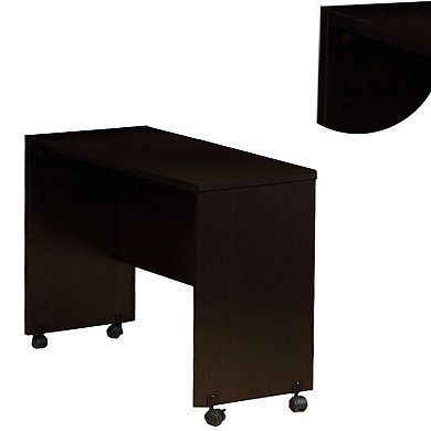 Stylish Dark Brown Finish Desk Return With Spacious Display Top.