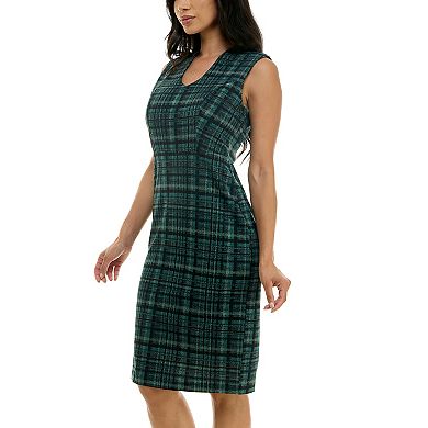 Women's Nina Leonard U-Neck Midi Sheath Dress