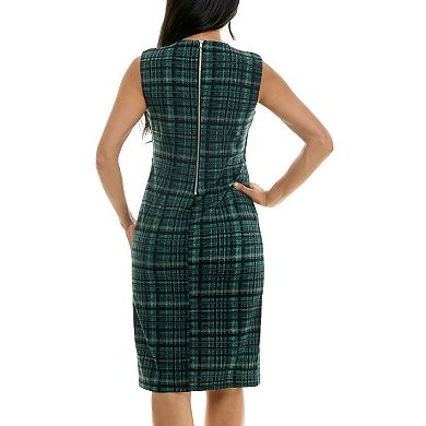 Women's Nina Leonard U-Neck Midi Sheath Dress