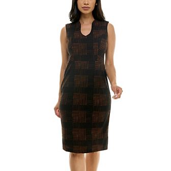 Women's Nina Leonard U-Neck Midi Sheath Dress