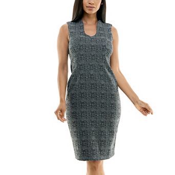 Women's Nina Leonard U-Neck Midi Sheath Dress
