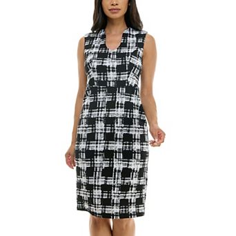 Women's Nina Leonard U-Neck Midi Sheath Dress