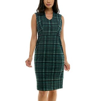 Women's Nina Leonard U-Neck Midi Sheath Dress