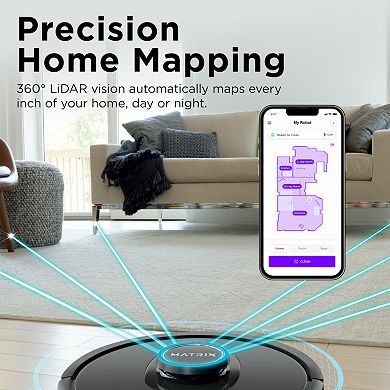 Shark Matrix Robot Vacuum with Self-Cleaning Brushroll for Pet Hair, No Spots Missed on Carpets and Hard Floors, Precision Home Mapping, WiFi Black/Silver, RV2310